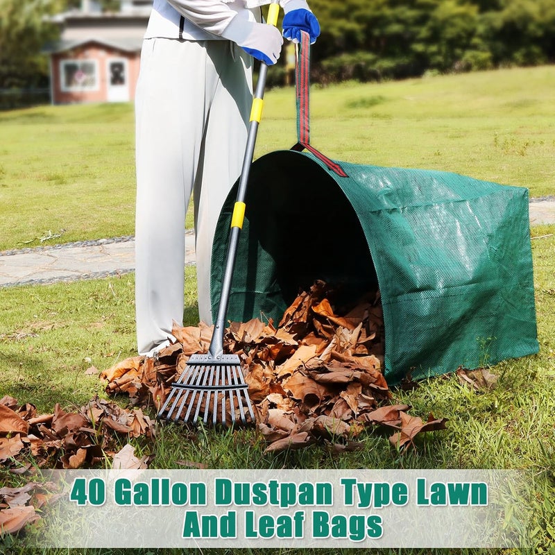 MUDEREK 2 PCS 40 Gallon Leaf Collector - Heavy Collapsible Lawn & Leaf Bags, Leaves Pick up Tool Reusable Yard Waste Bags, Large Yard Dustpan Type Garden Bag for Leaves, Debris, Lawn Trash, Clippings, Grass - Image 4